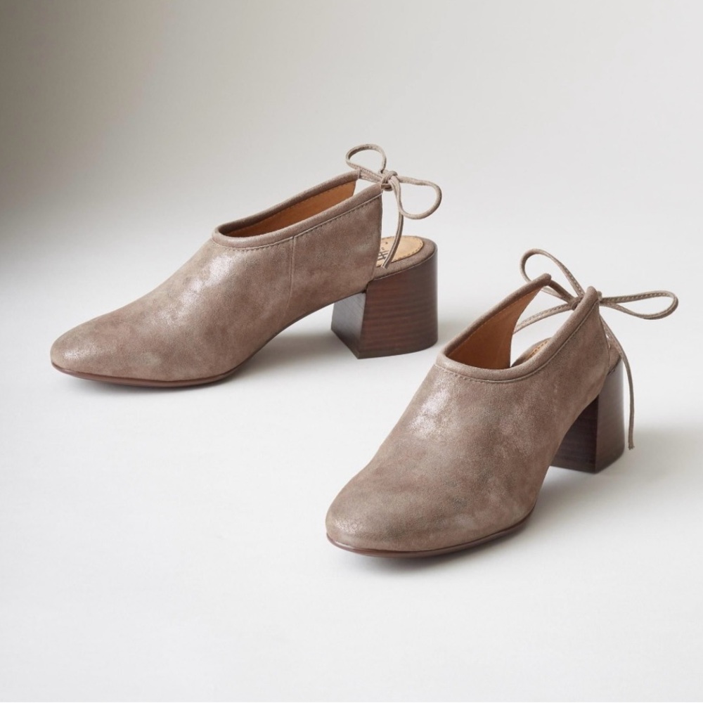 Sofft Metallic Taupe Ankle Tie Bootie, Mule Sz 9.5